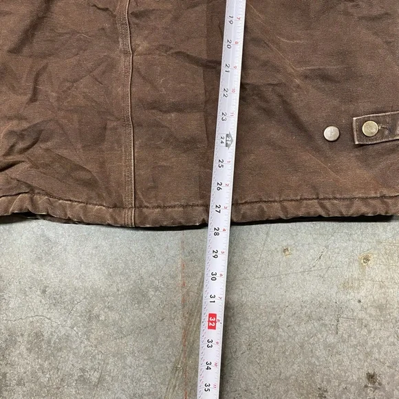 Carhartt J22 Duck Jacket Brown Hooded Workwear Distressed Mens XL - Picture 9 of 11